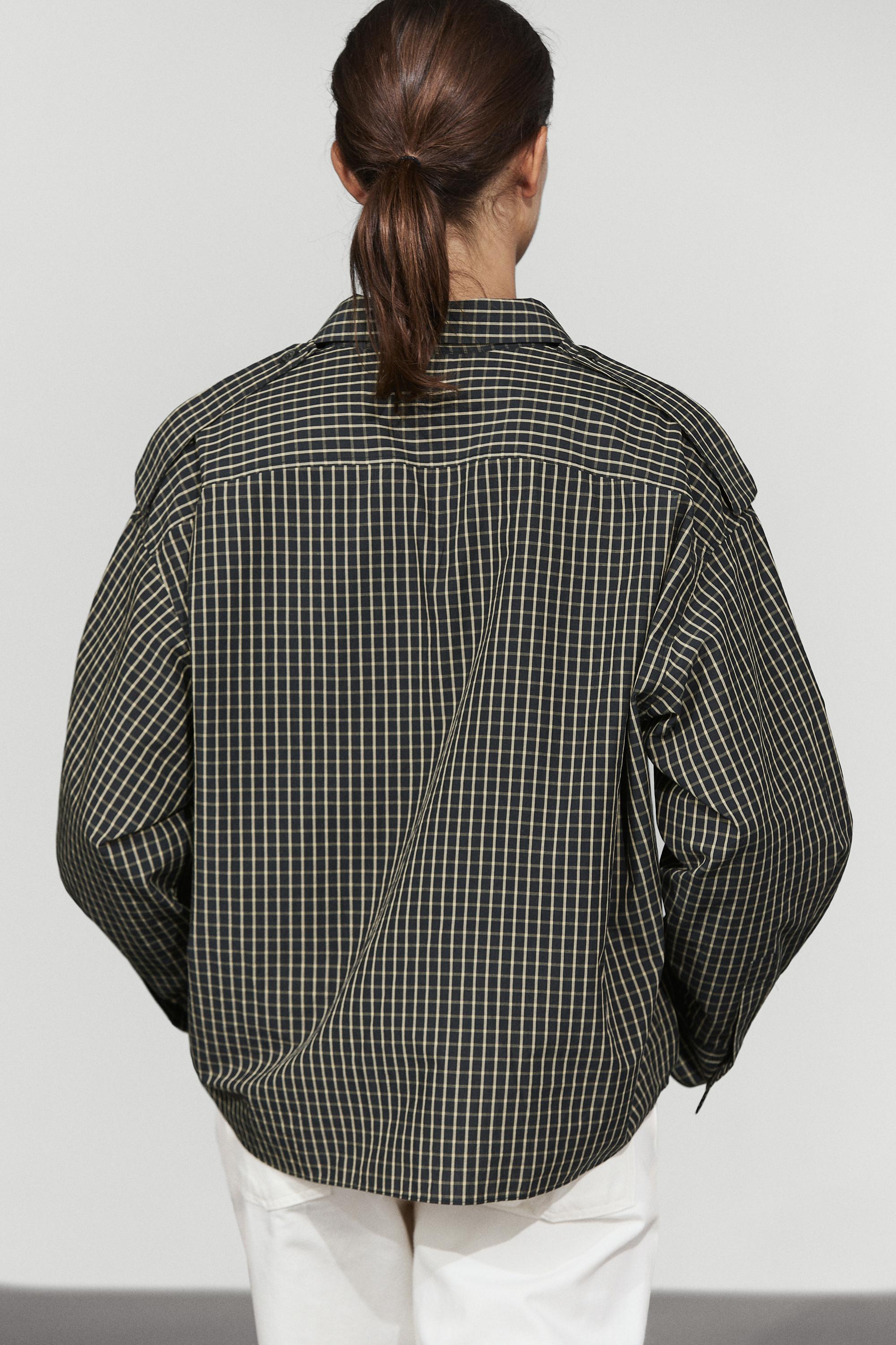 Chemise à carreaux détail épaules 100 % coton